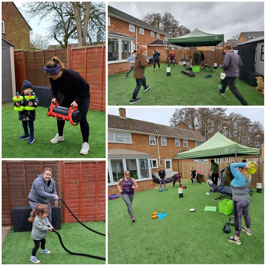 Outdoor circuit training session in the private enclosed garden space, Willing Spirit Exercise Bracknell